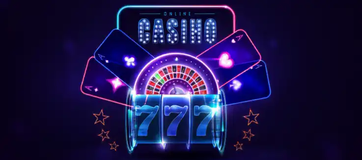futuristic virtual slot machine in blue and purple