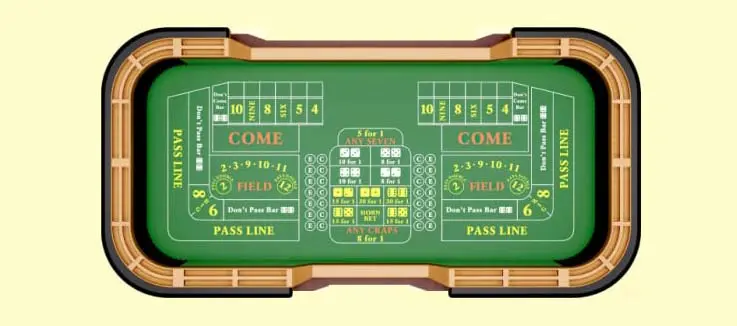 overhead view of a Craps table